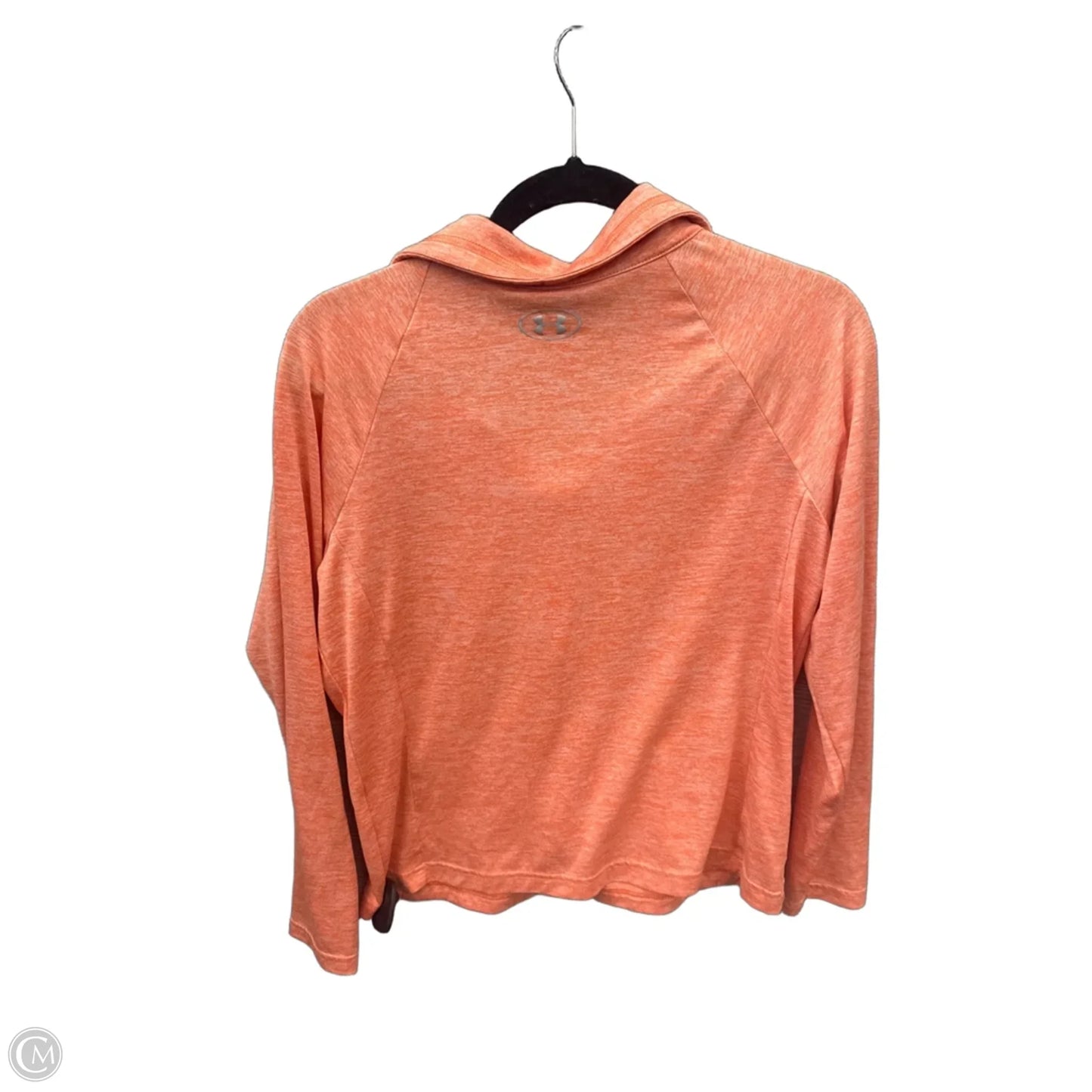 Athletic Top Long Sleeve Collar By Under Armour In Orange, Size: M