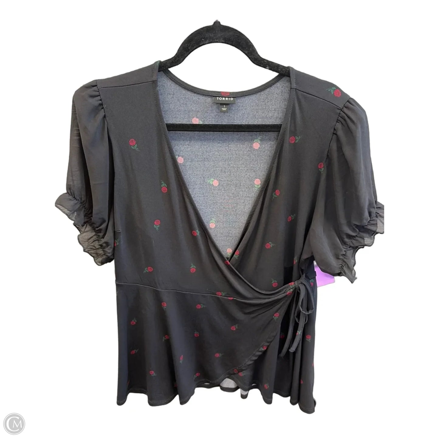 Blouse Short Sleeve By Torrid In Black & Red, Size: 1x