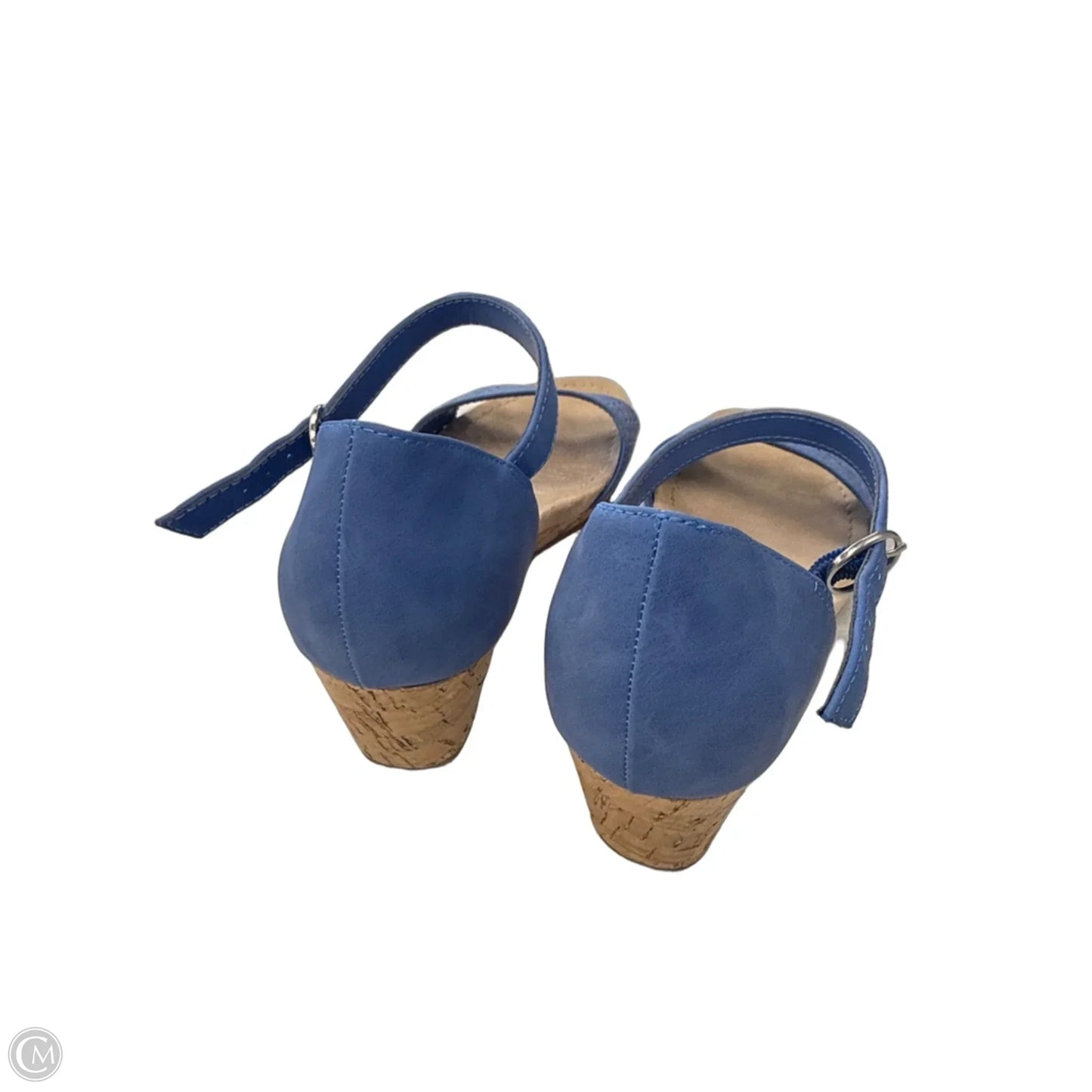 Sandals Heels Wedge By St Johns Bay In Blue & Brown, Size: 8
