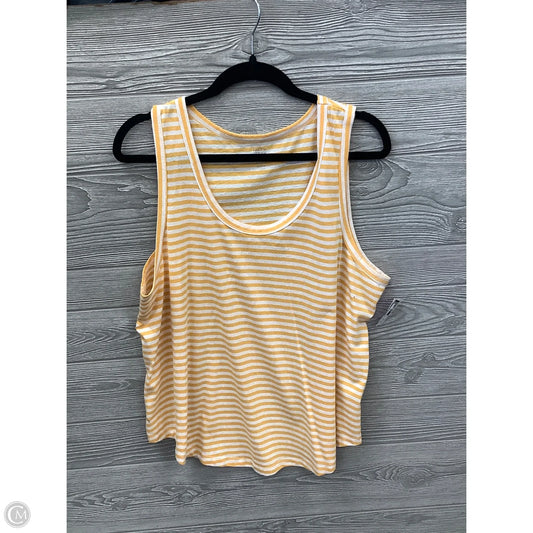 Top Sleeveless By Falls Creek In White & Yellow, Size: 1x