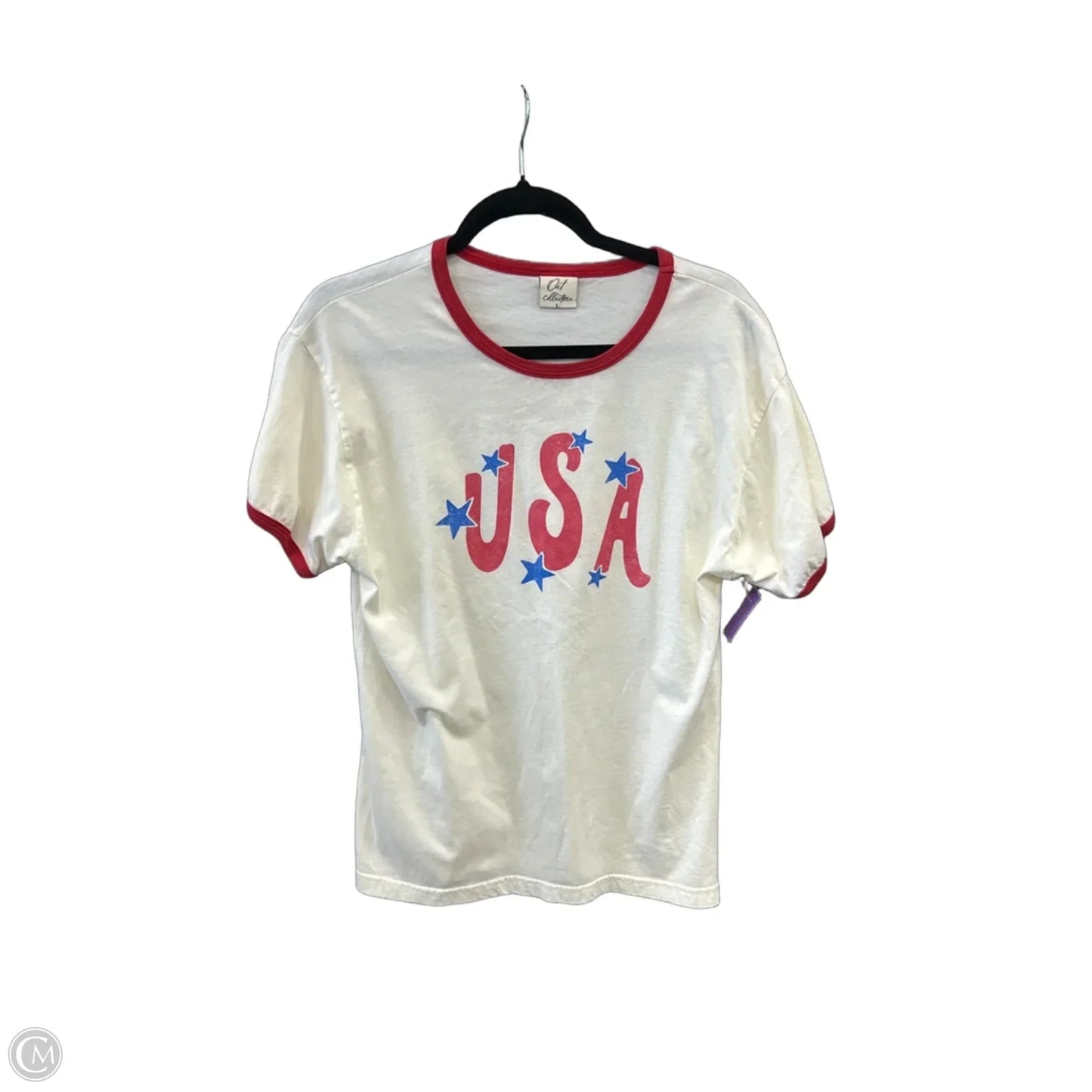 Top Short Sleeve By Clothes Mentor In Cream & Red, Size: L