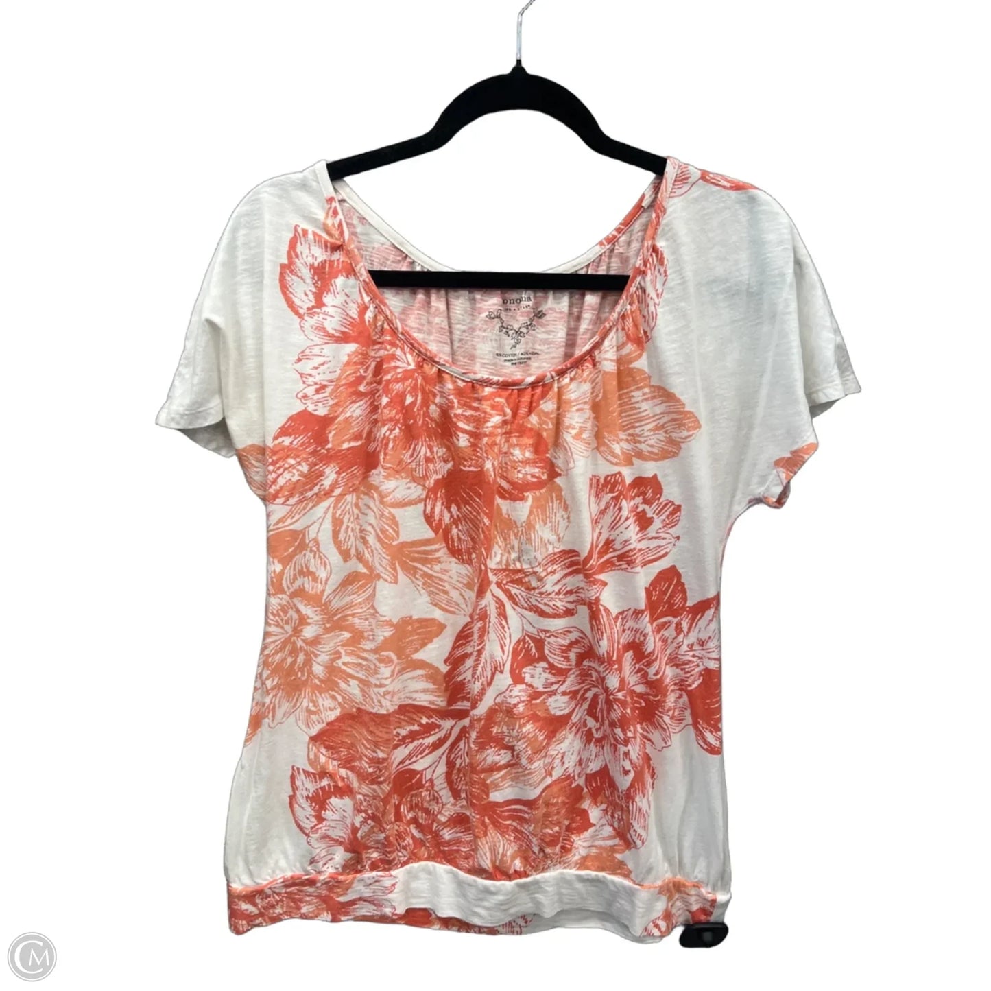 Top Short Sleeve By Sonoma In Pink & White, Size: L