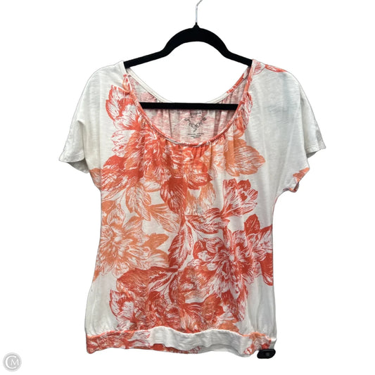 Top Short Sleeve By Sonoma In Pink & White, Size: L