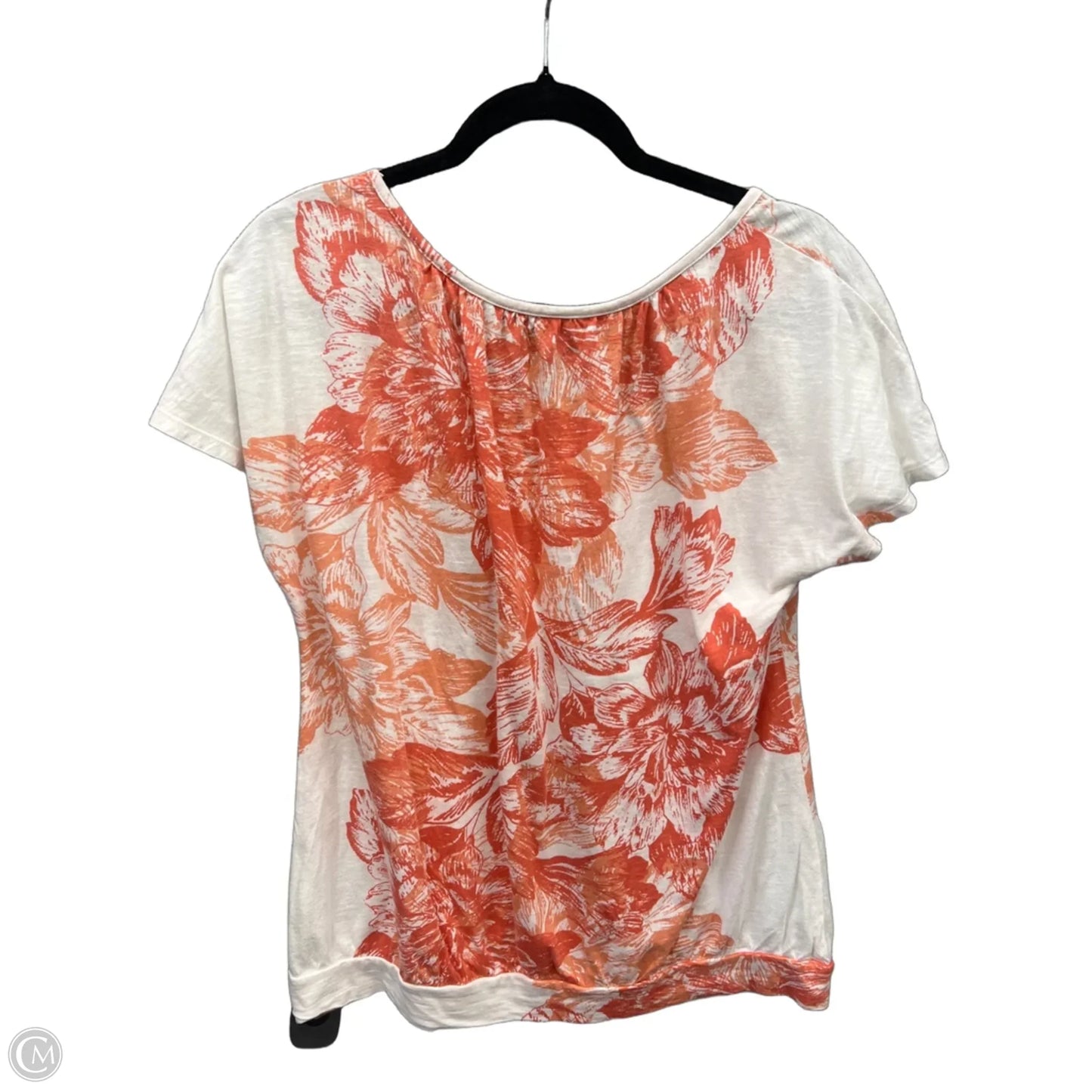 Top Short Sleeve By Sonoma In Pink & White, Size: L