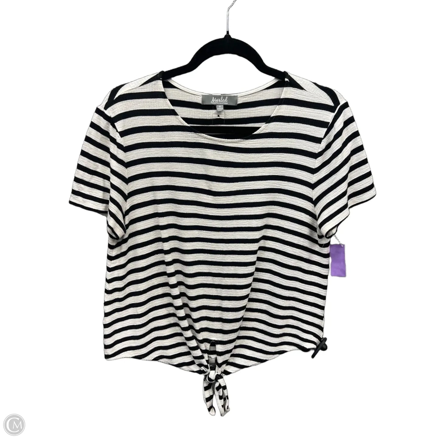 Top Short Sleeve By Marled In Striped Pattern, Size: M