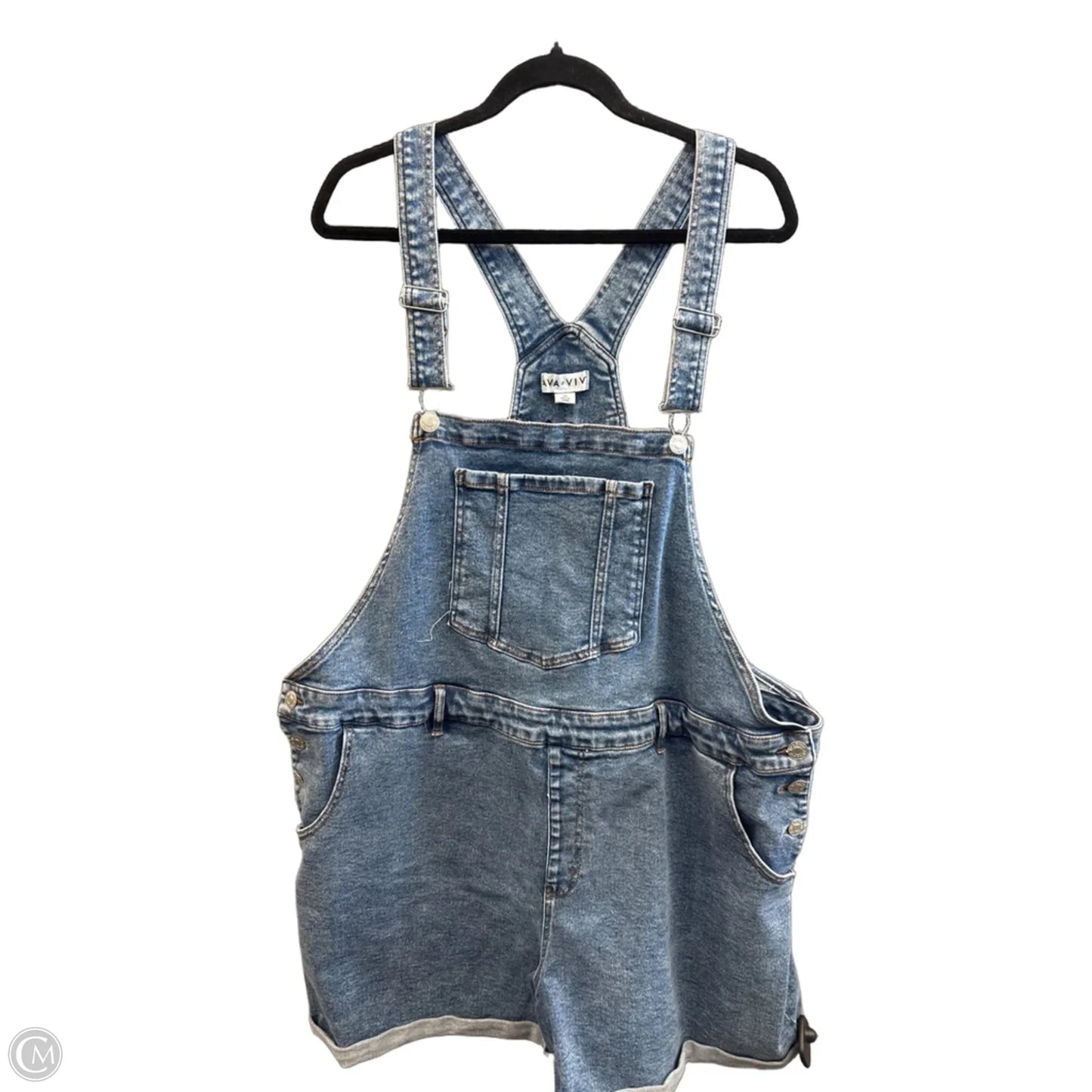 Shortalls By Ava & Viv In Blue Denim, Size: 22