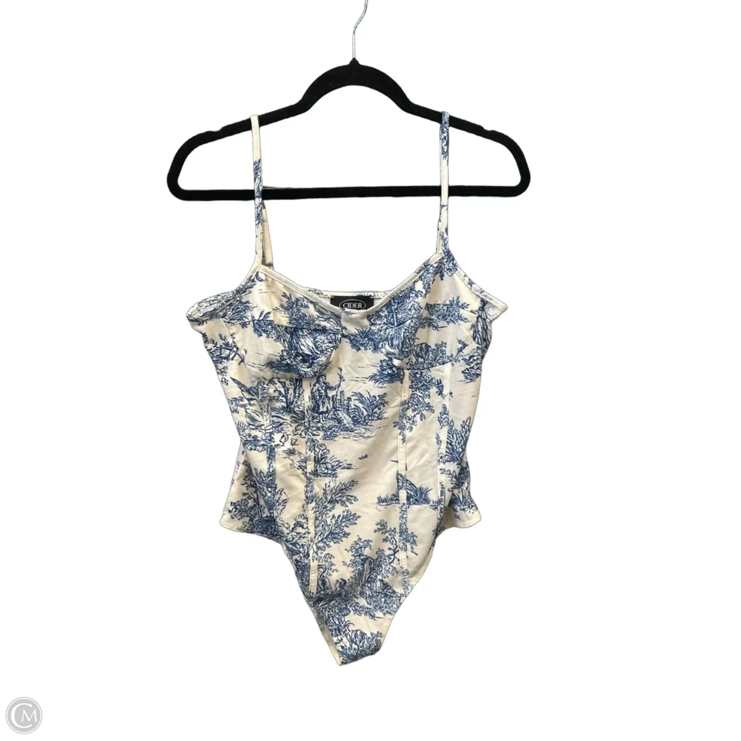 Top Sleeveless By Cider In Blue & Cream, Size: Xl