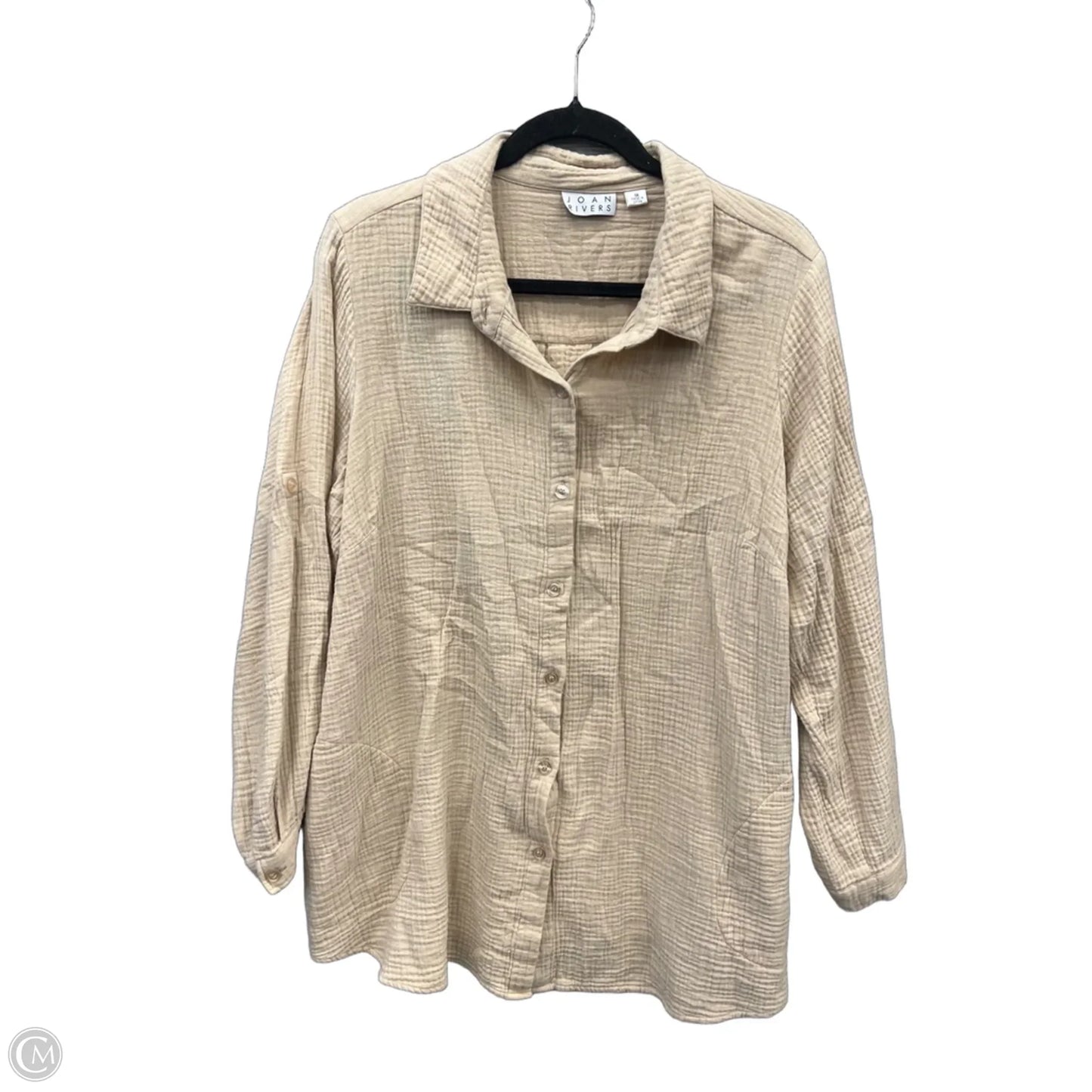 Top Long Sleeve By Joan Rivers In Tan, Size: 1x