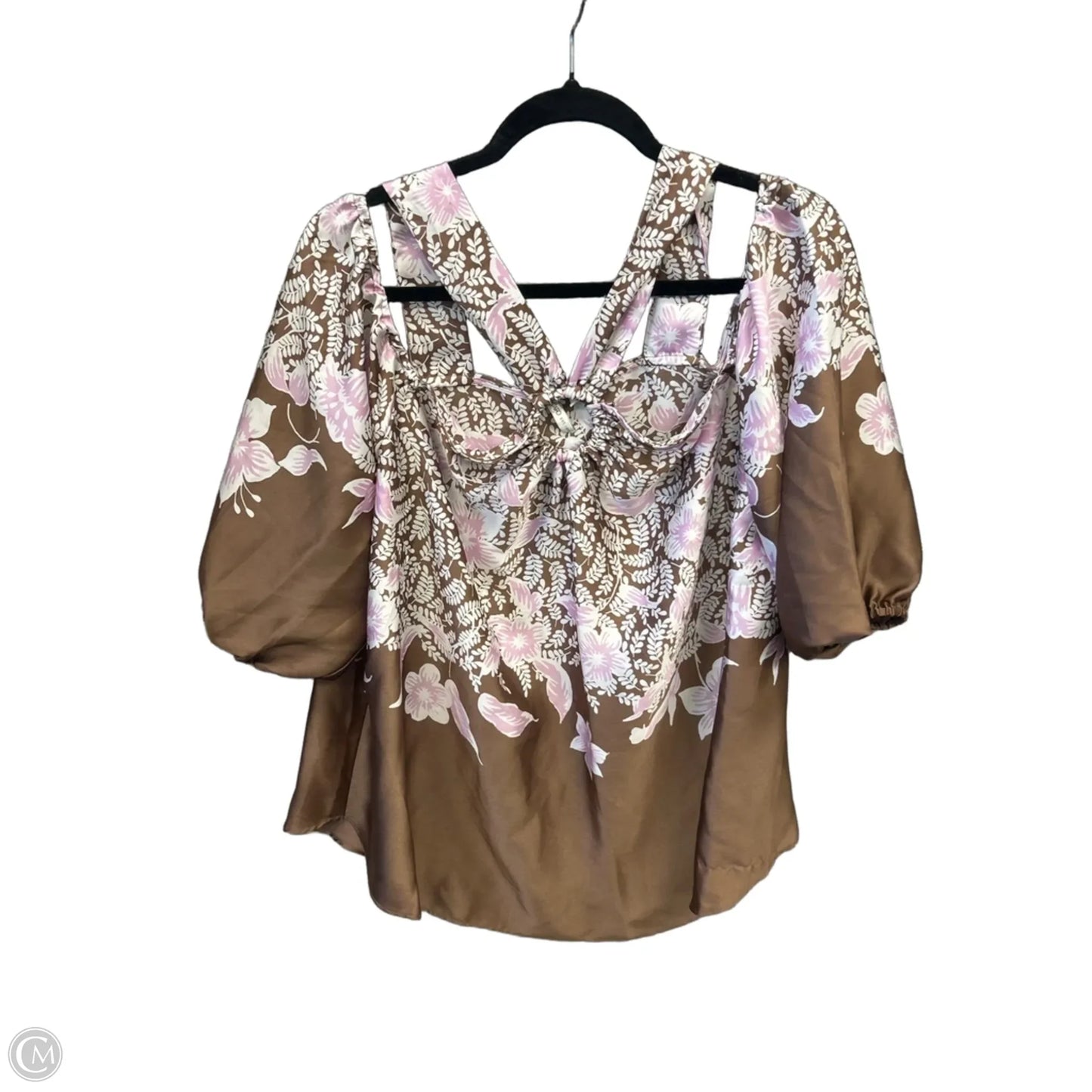 Blouse Long Sleeve By Cato In Brown & Purple, Size: 1x