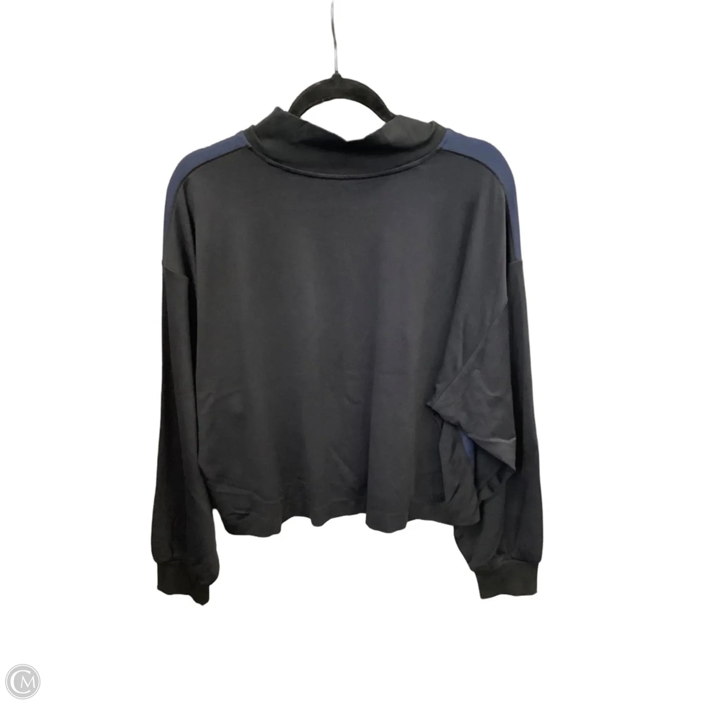 Athletic Top Long Sleeve Collar By Athleta In Black & Blue, Size: Xl