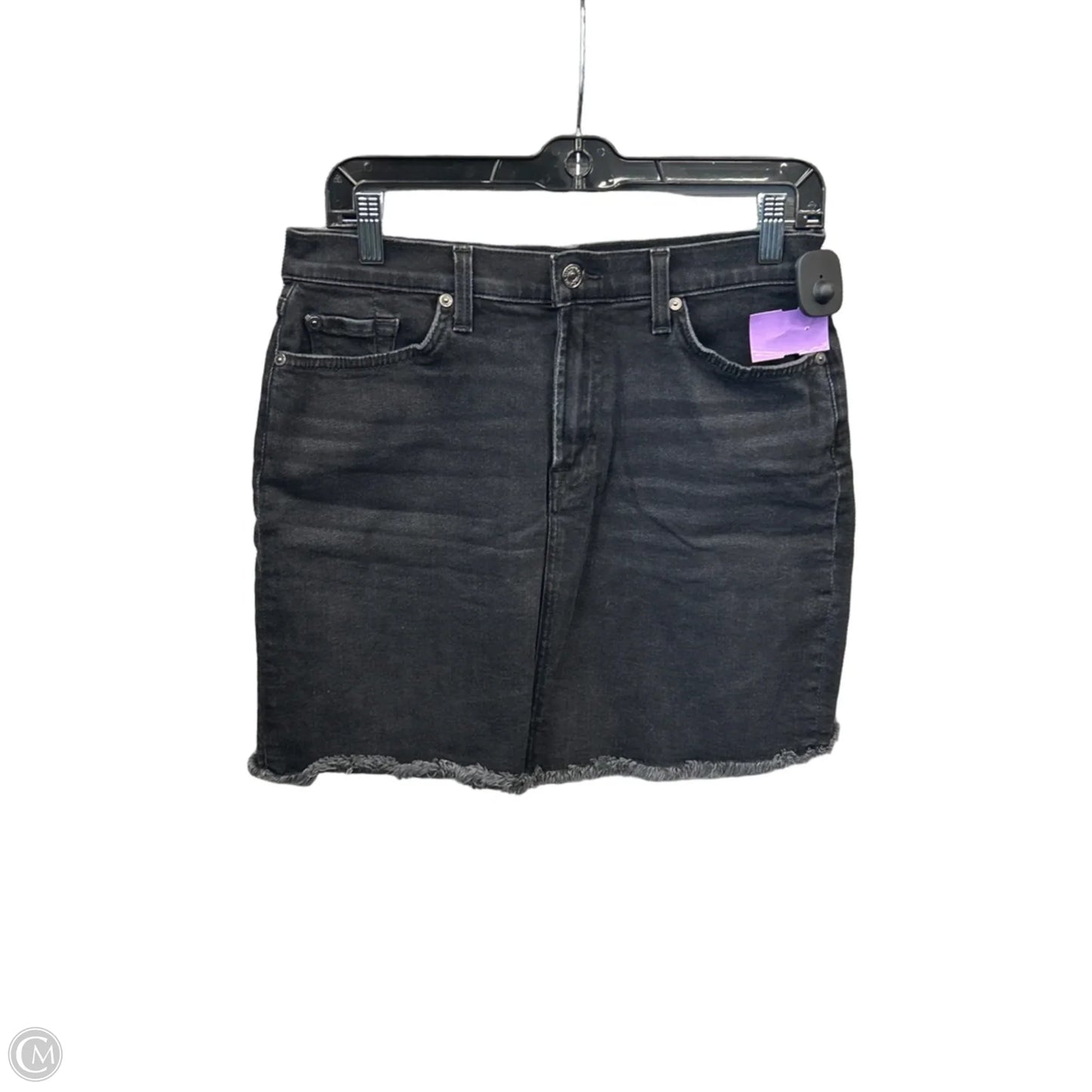 Skirt Midi By 7 For All Mankind In Black Denim, Size: 10