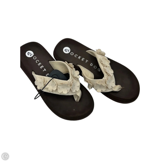 Sandals Flip Flops By Rocket Dogs In Brown & Cream, Size: 6