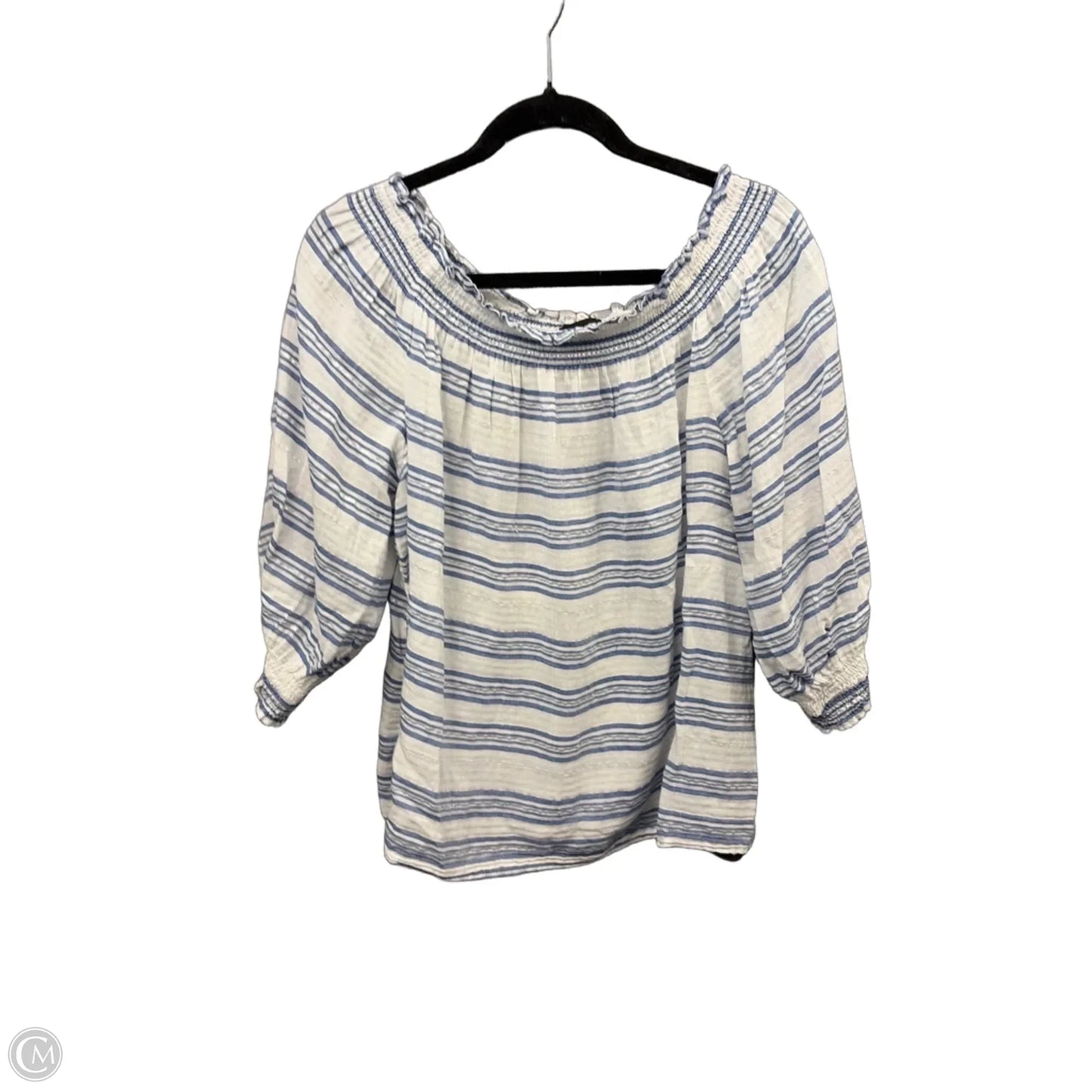 Top Long Sleeve By Inc In Blue & White, Size: Xxl