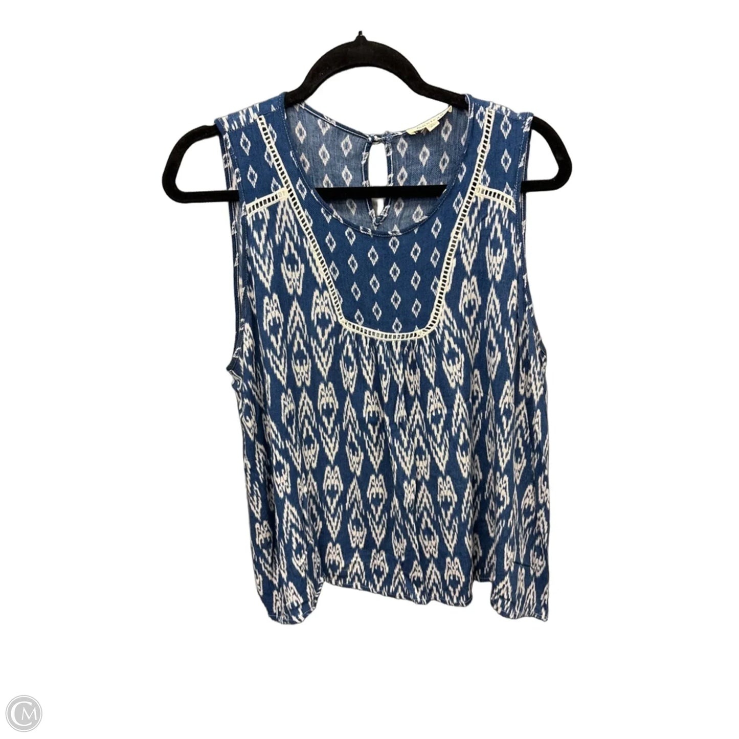Top Sleeveless By Monteau In Blue & White, Size: Xl