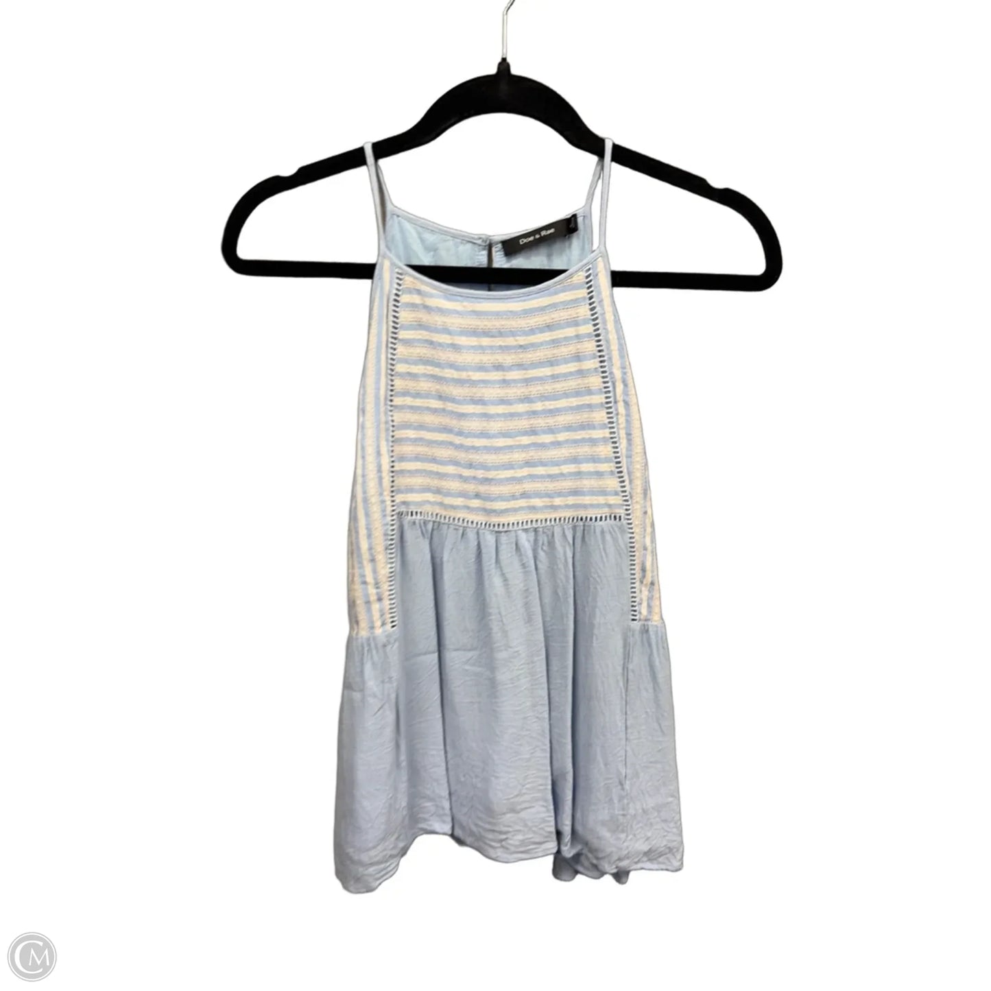 Top Sleeveless By Doe & Rae In Blue & White, Size: L