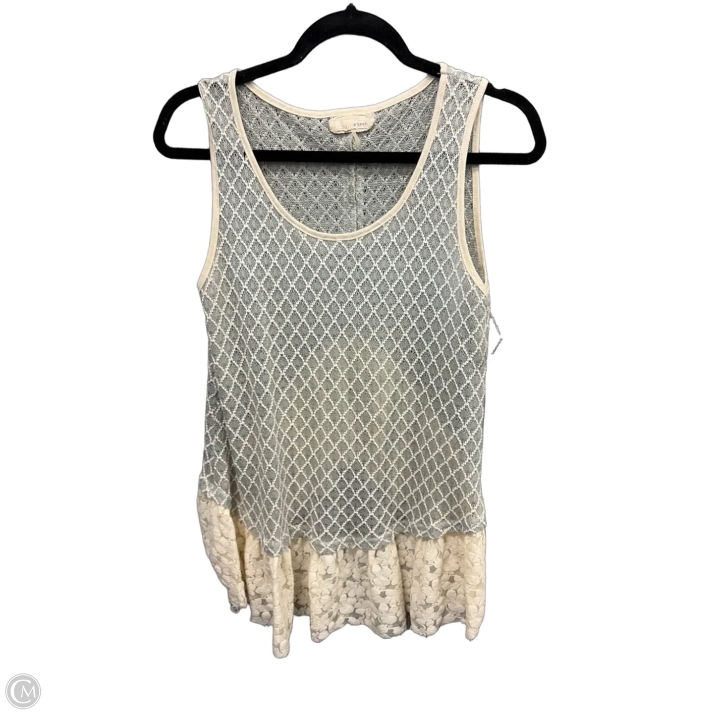 Top Sleeveless By Areve In Cream & Grey, Size: S