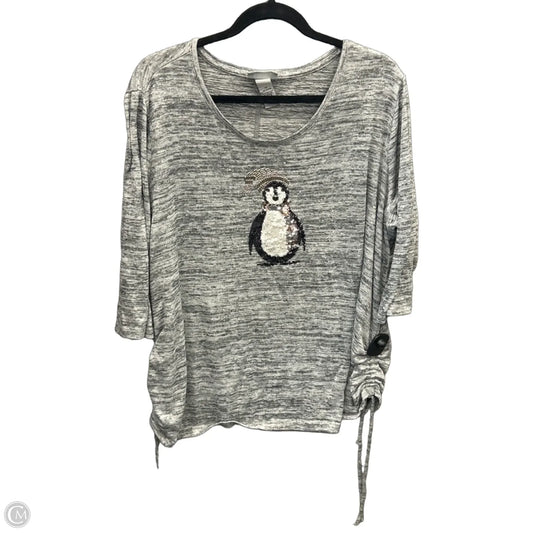 Top Long Sleeve By Catherines In Grey, Size: 1x