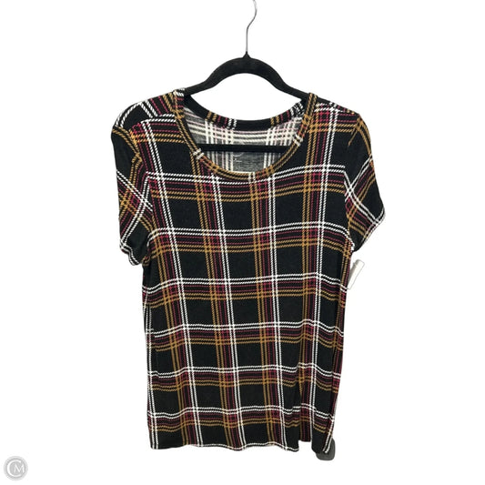 Top Short Sleeve By Maurices In Plaid Pattern, Size: M