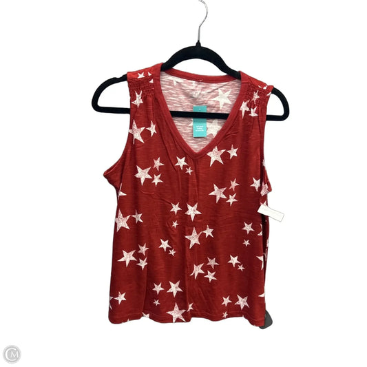 Top Sleeveless By Maurices In Red & White, Size: M