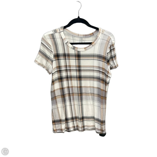 Top Short Sleeve By Maurices In Plaid Pattern, Size: M
