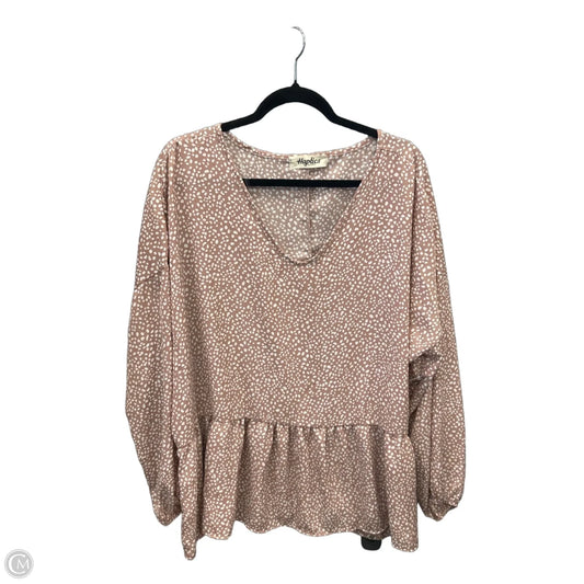 Top Long Sleeve By Haptics In Pink & White, Size: 3x