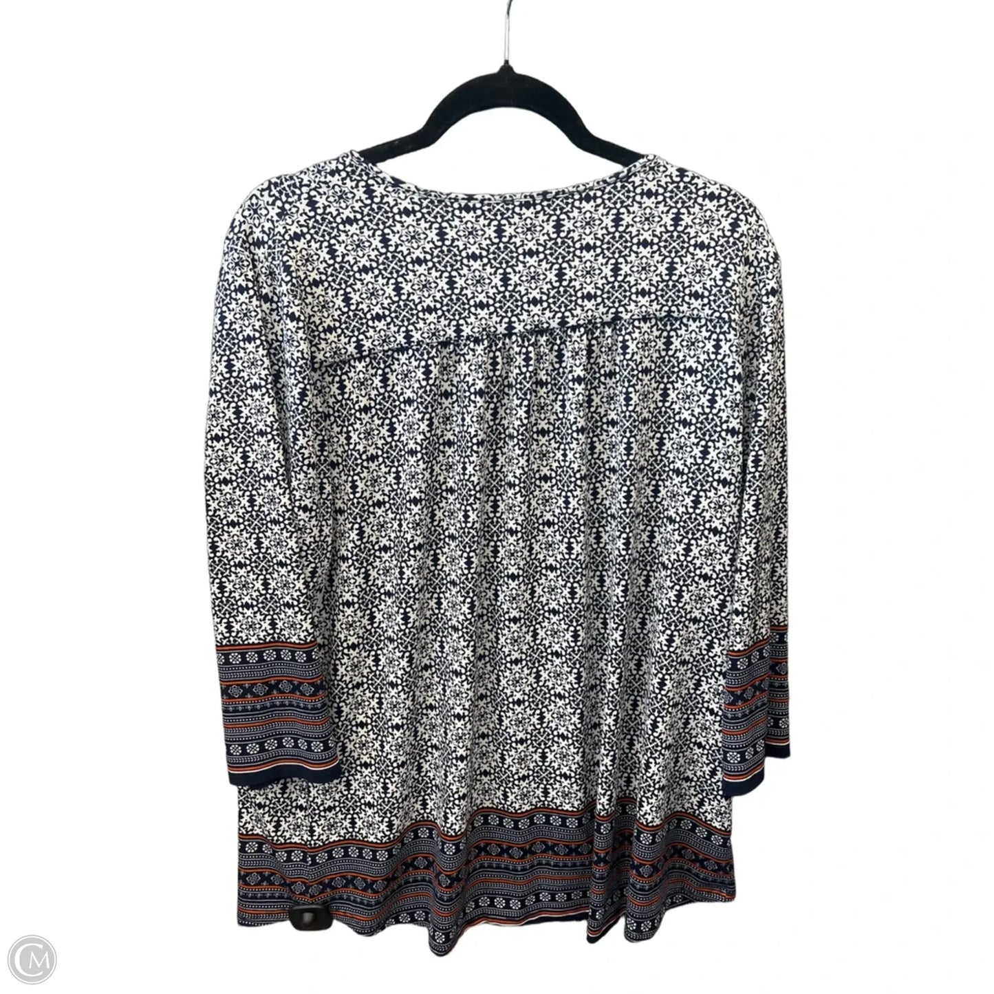Top Long Sleeve By Dalia In Blue & White, Size: 1x