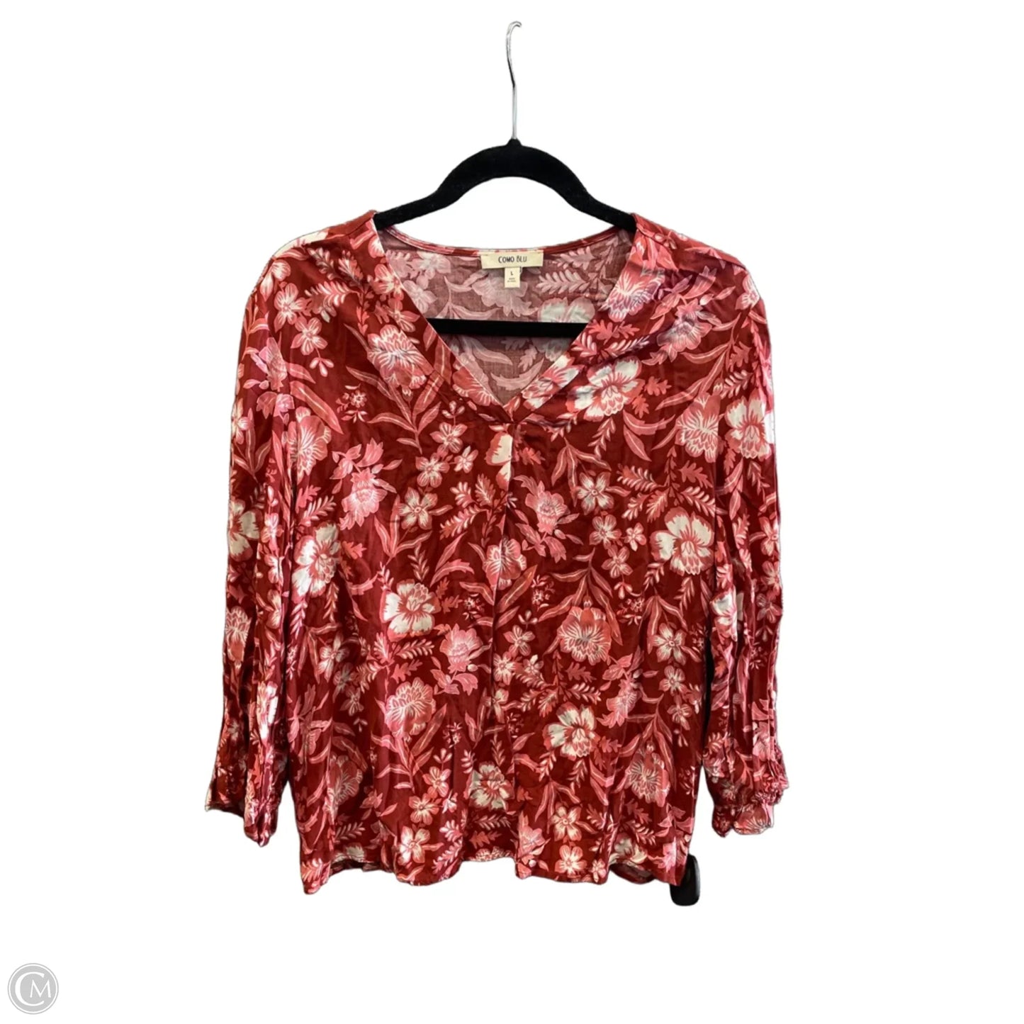 Top Long Sleeve By Como Blu In Orange & Pink, Size: L