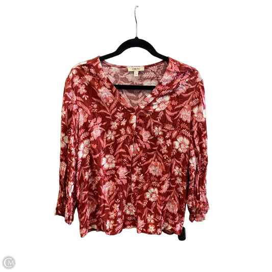 Top Long Sleeve By Como Blu In Orange & Pink, Size: L
