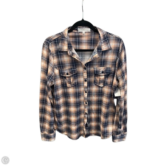 Top Long Sleeve By Eden & Olivia In Plaid Pattern, Size: L