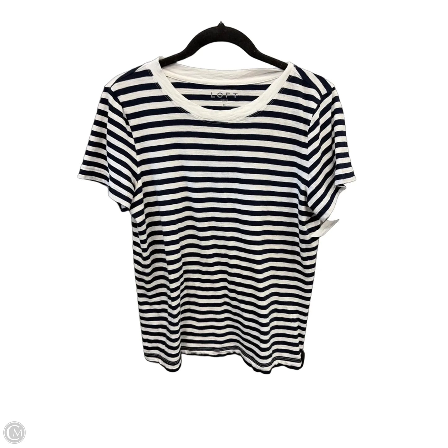Top Short Sleeve By Loft In Striped Pattern, Size: M