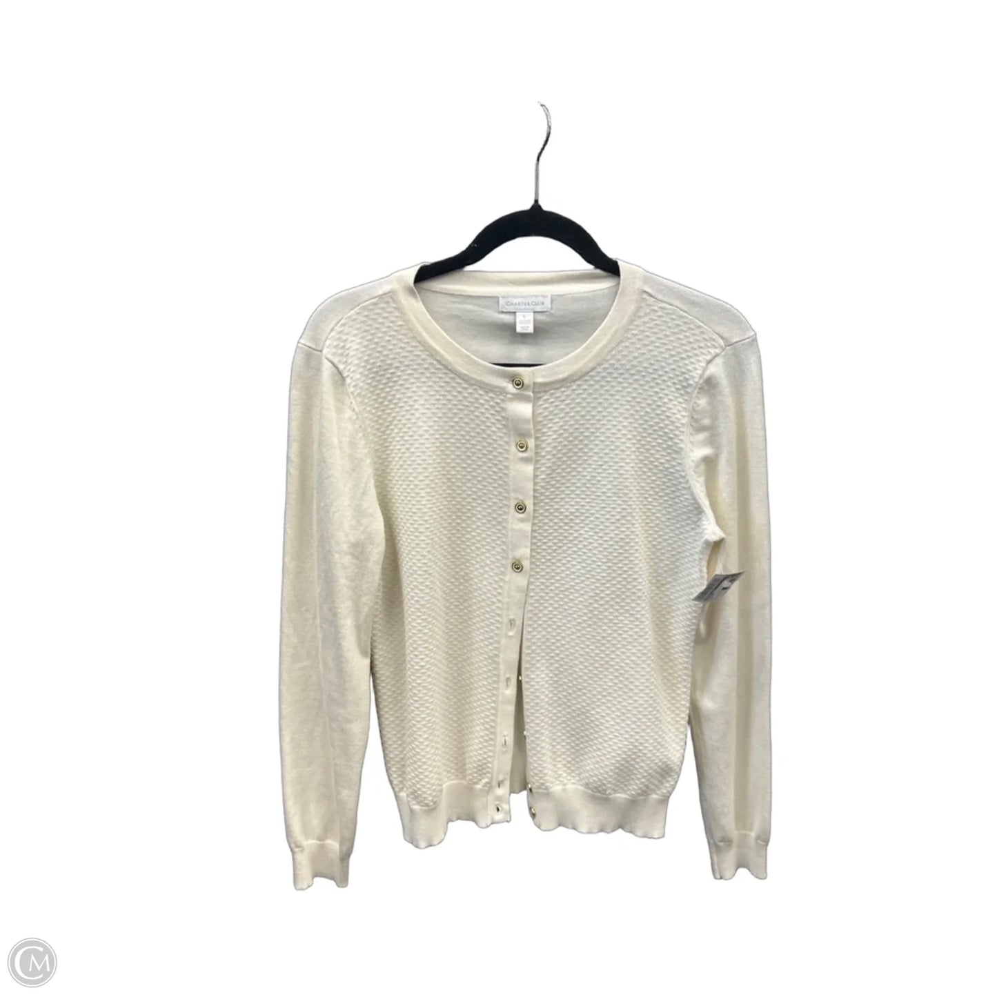 Cardigan By Charter Club In Cream, Size: L