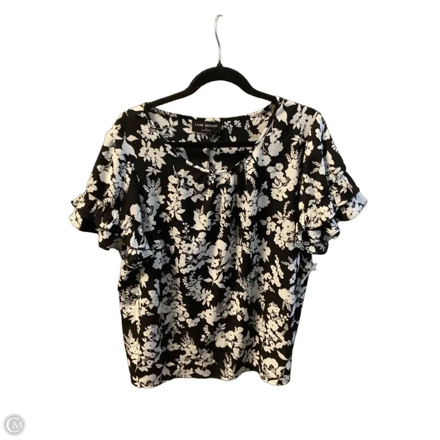 Blouse Short Sleeve By Lane Bryant In Black & White, Size: 1x