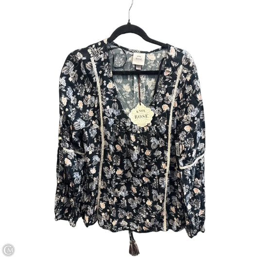 Top Long Sleeve By Knox Rose In Black, Size: Xxl
