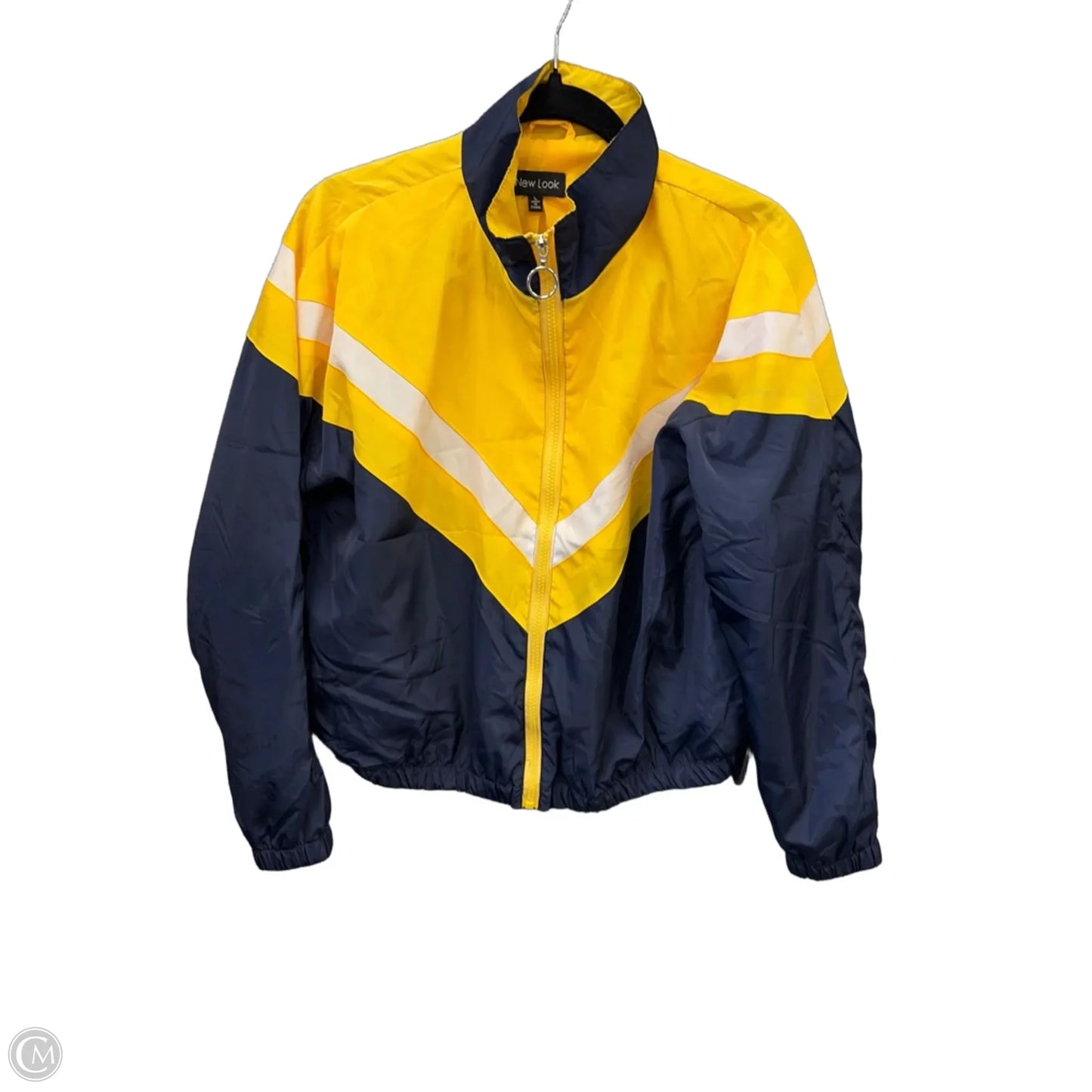 Jacket Windbreaker By New Look In Blue & Yellow, Size: L