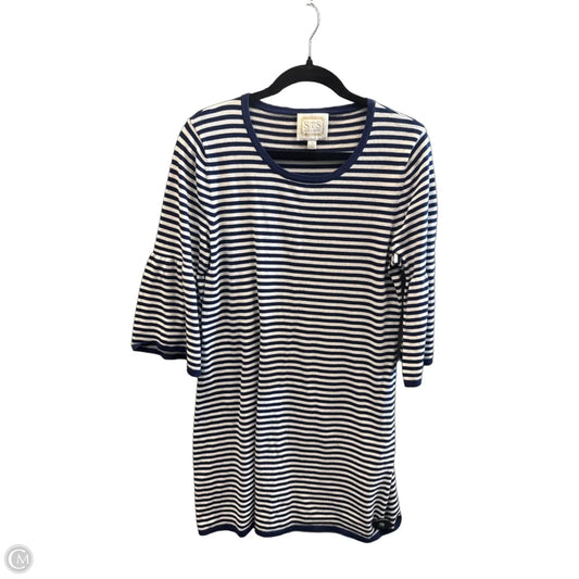 Tunic Long Sleeve By Sts Blue In Blue & White, Size: Xl