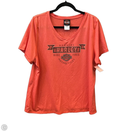 Top Short Sleeve By Harley Davidson In Coral, Size: 1x