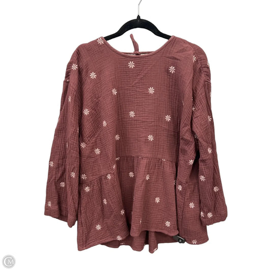 Top Long Sleeve By Madewell In Brown, Size: 2x