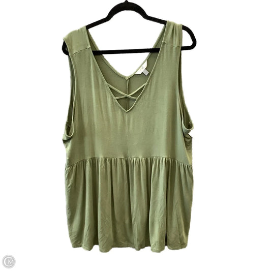 Top Sleeveless By Terra & Sky In Green, Size: 2x