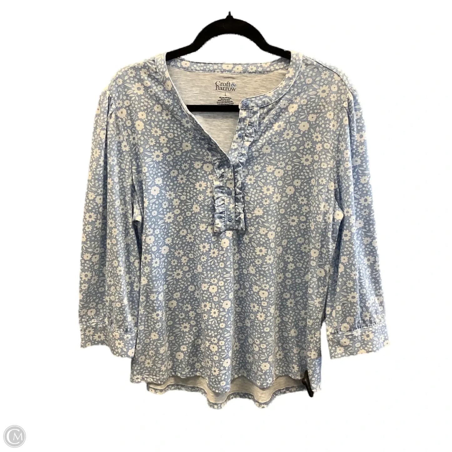 Top Long Sleeve By Croft And Barrow In Blue, Size: L
