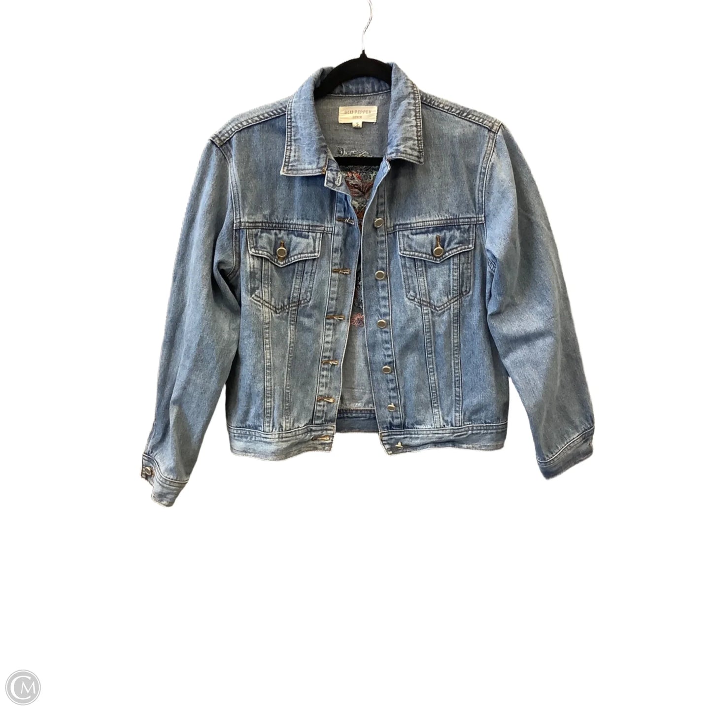 Jacket Denim By Blu Pepper In Blue Denim, Size: S