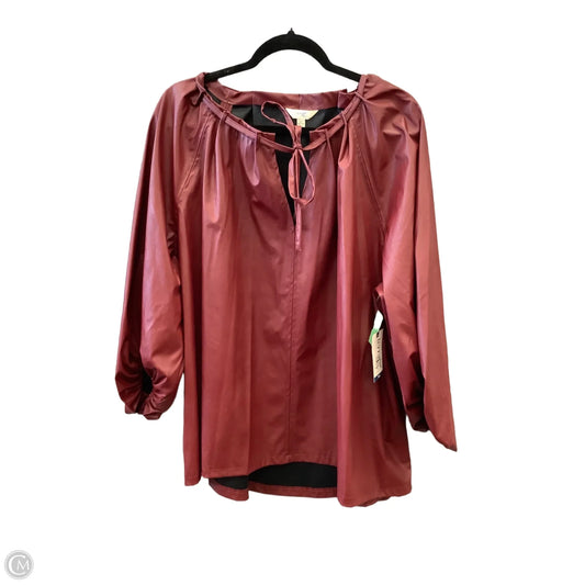 Top Long Sleeve By Terra & Sky In Maroon, Size: 2x