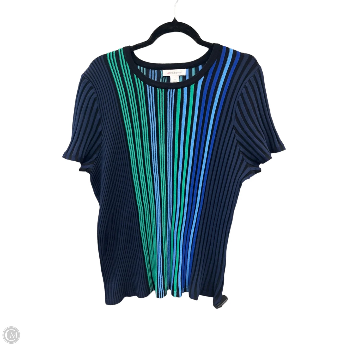Top Short Sleeve By Liz Claiborne In Striped Pattern, Size: Xl