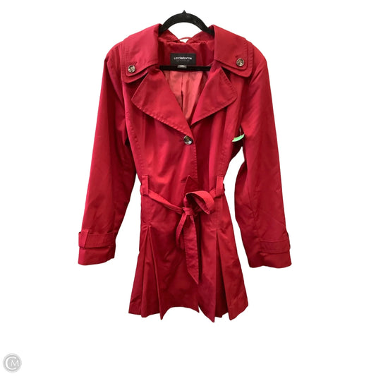Coat Trench Coat By Liz Claiborne In Red, Size: Xl