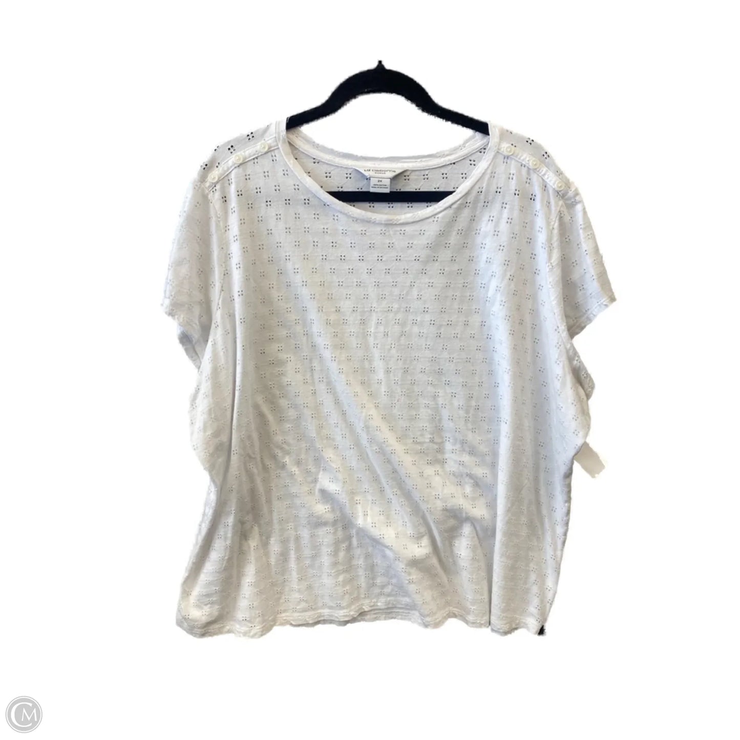 Top Short Sleeve By Liz Claiborne In White, Size: 2x