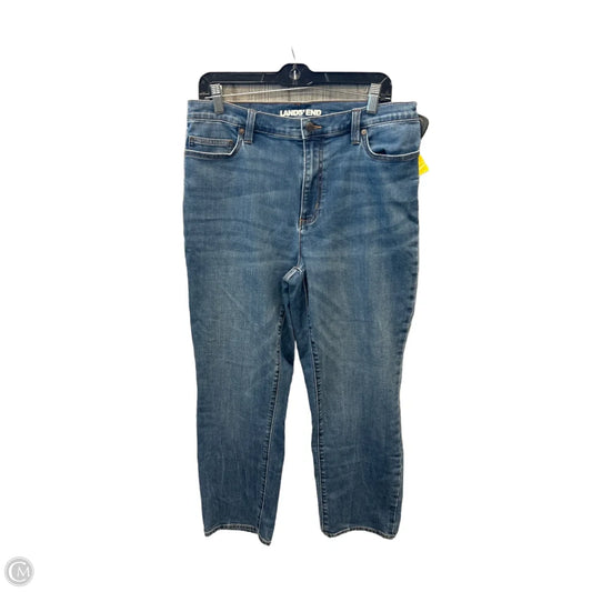 Jeans Straight By Lands End In Blue Denim, Size: 12