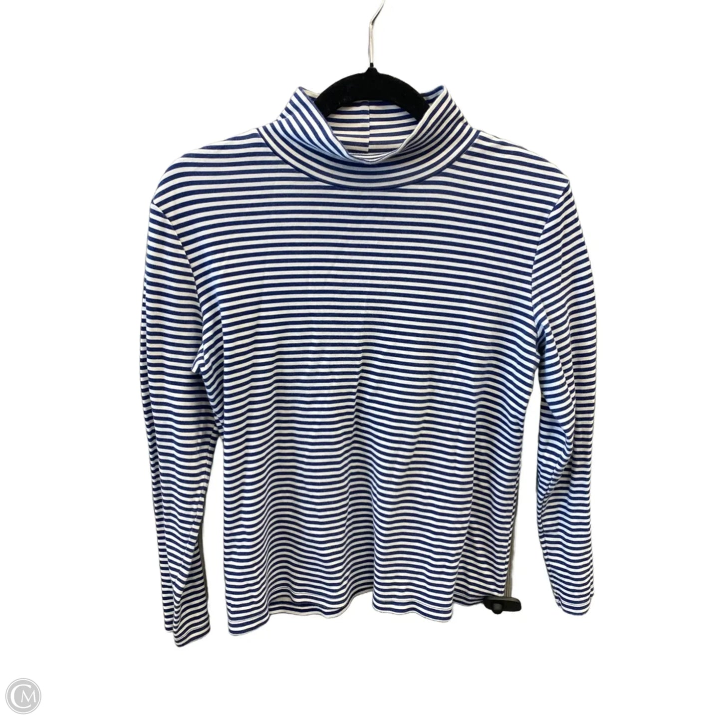 Top Long Sleeve By Croft And Barrow In Blue & White, Size: Mp