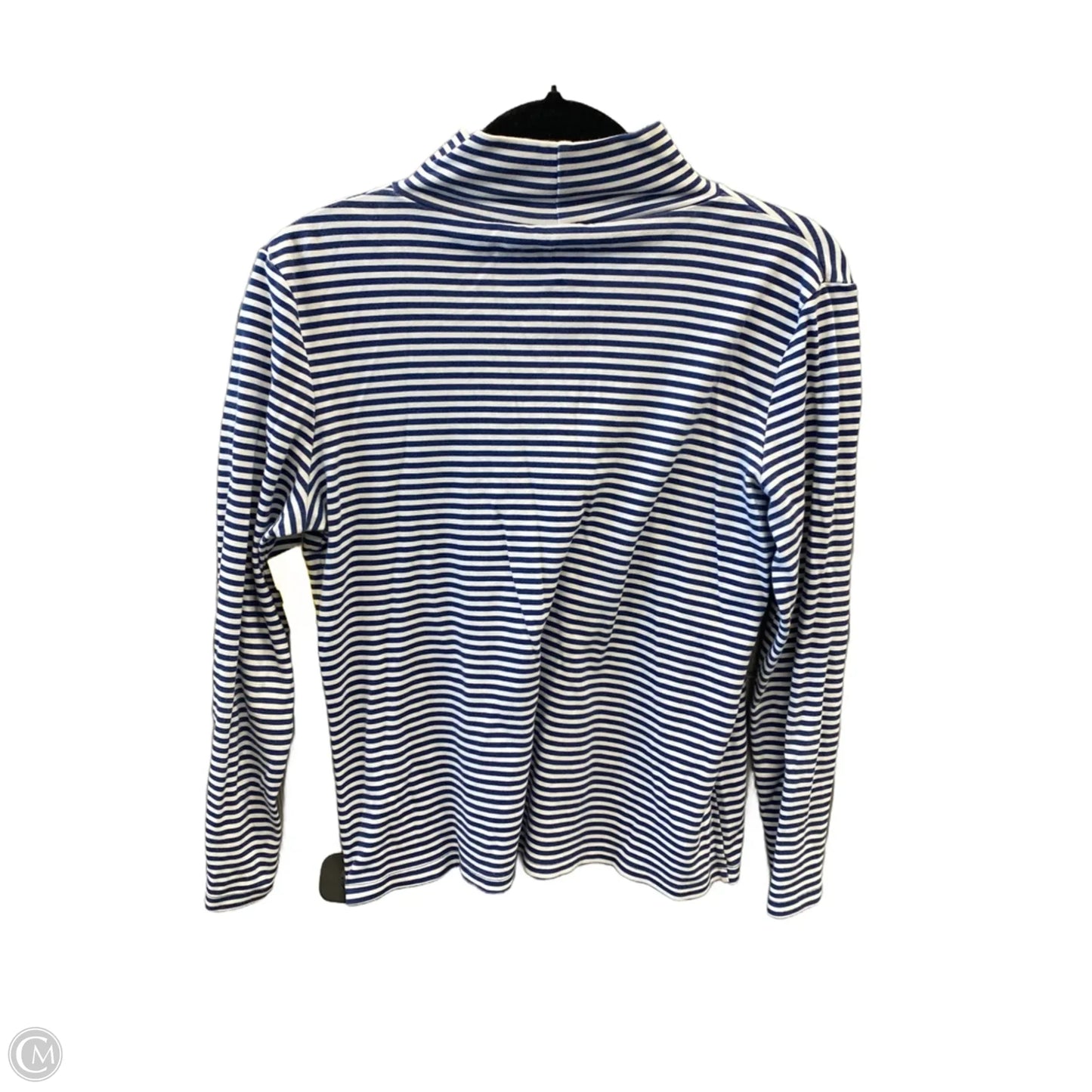 Top Long Sleeve By Croft And Barrow In Blue & White, Size: Mp