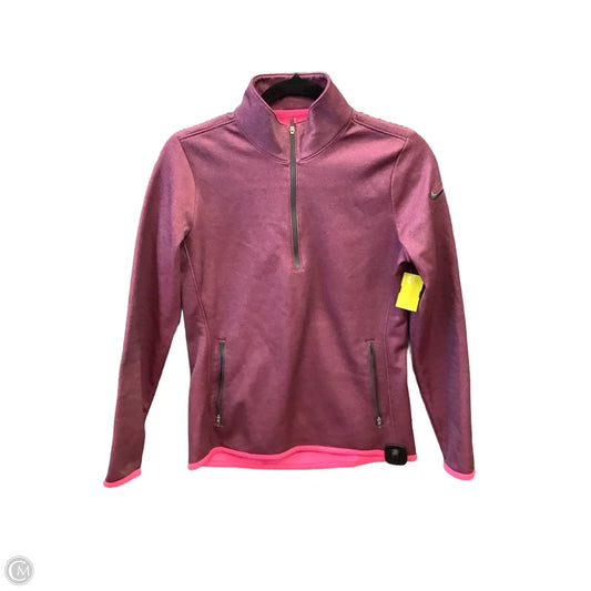 Athletic Top Long Sleeve Collar By Nike Apparel In Purple