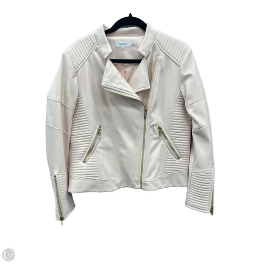 Jacket Moto Leather By Calvin Klein In Pink, Size: L