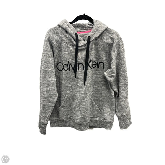 Sweatshirt Hoodie By Calvin Klein In Grey, Size: M
